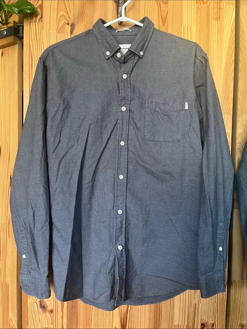 Frank & Oak Men's Button-Down Long Sleeve Shirt - Charcoal Gray (size L)